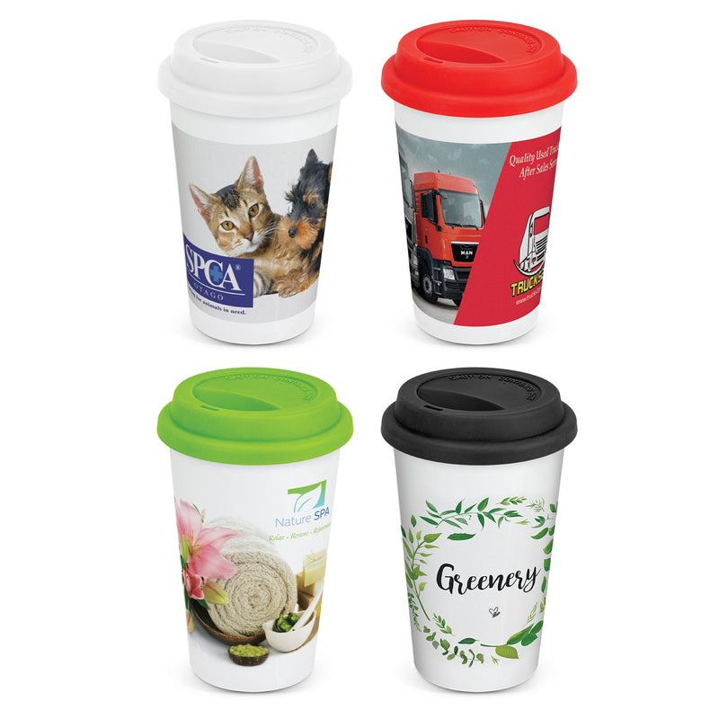 Aztec Double Wall Coffee Cup - Full Colour
