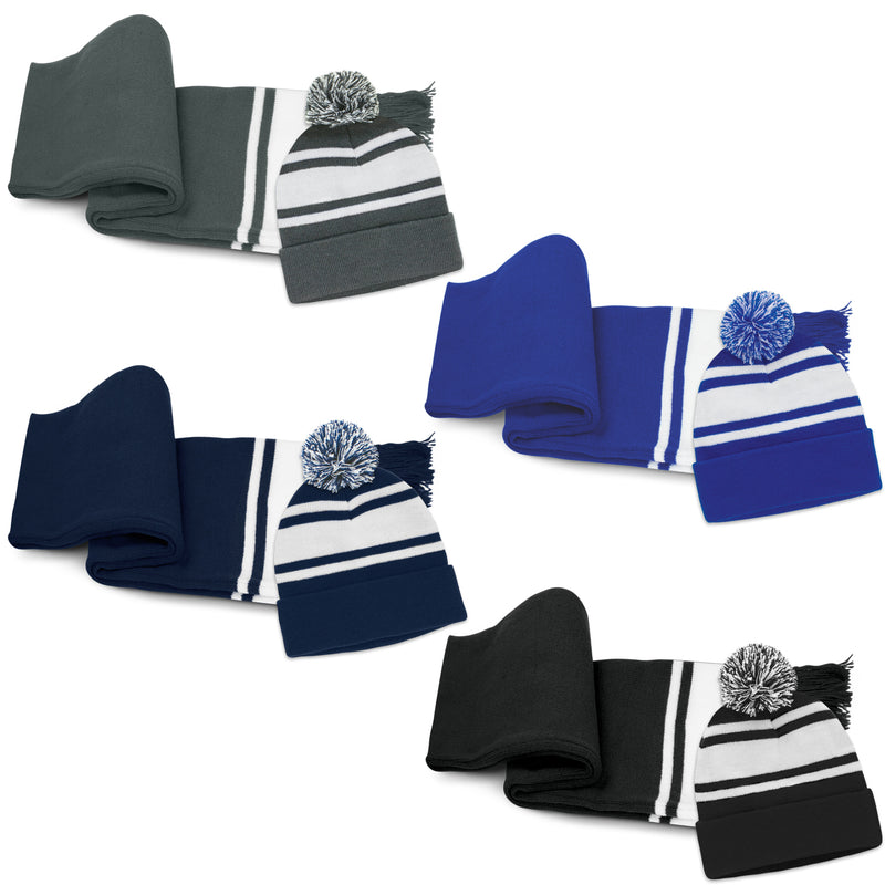 Commodore Scarf and Beanie with Pom Pom Set