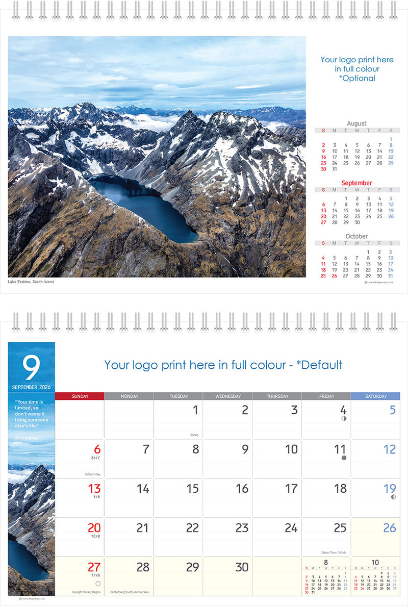 2026 Premium Desk Calendar - Stunning New Zealand