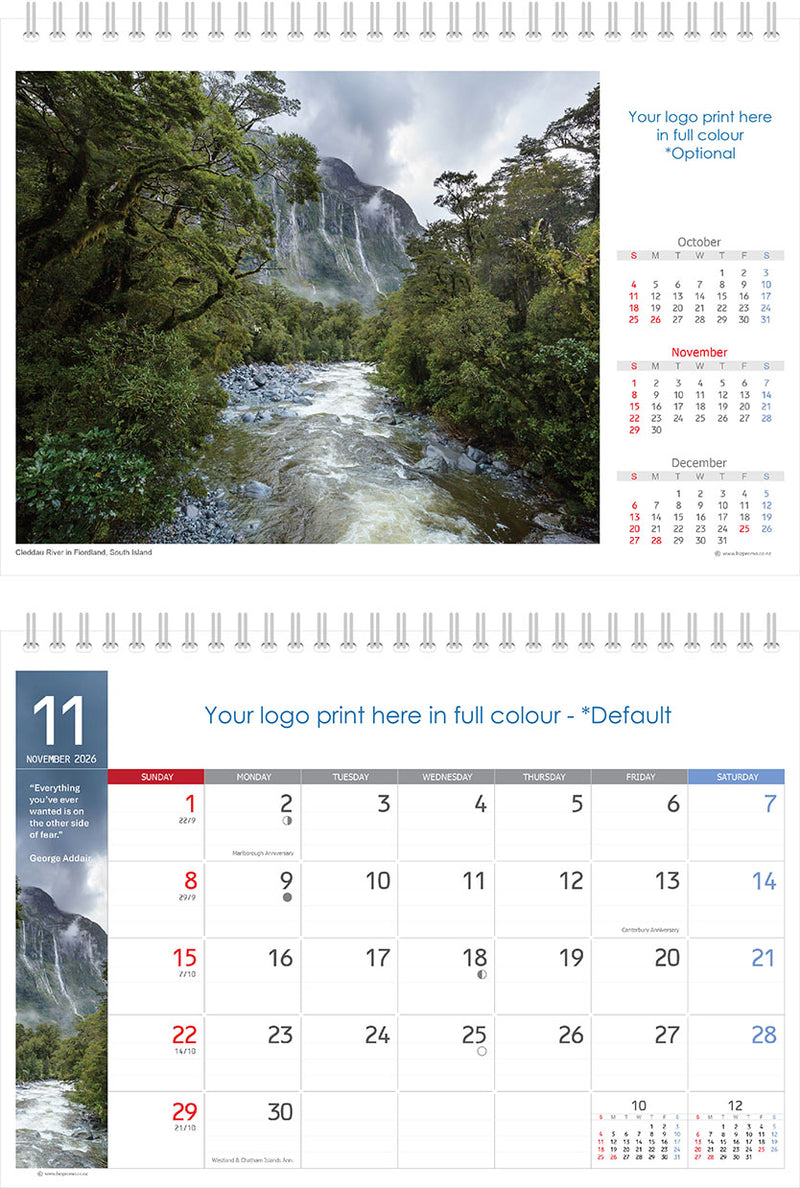 2026 Premium Desk Calendar - Stunning New Zealand