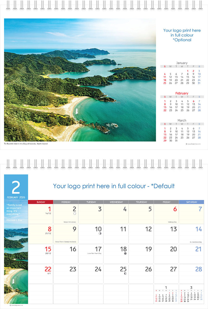 2026 Premium Desk Calendar - Stunning New Zealand