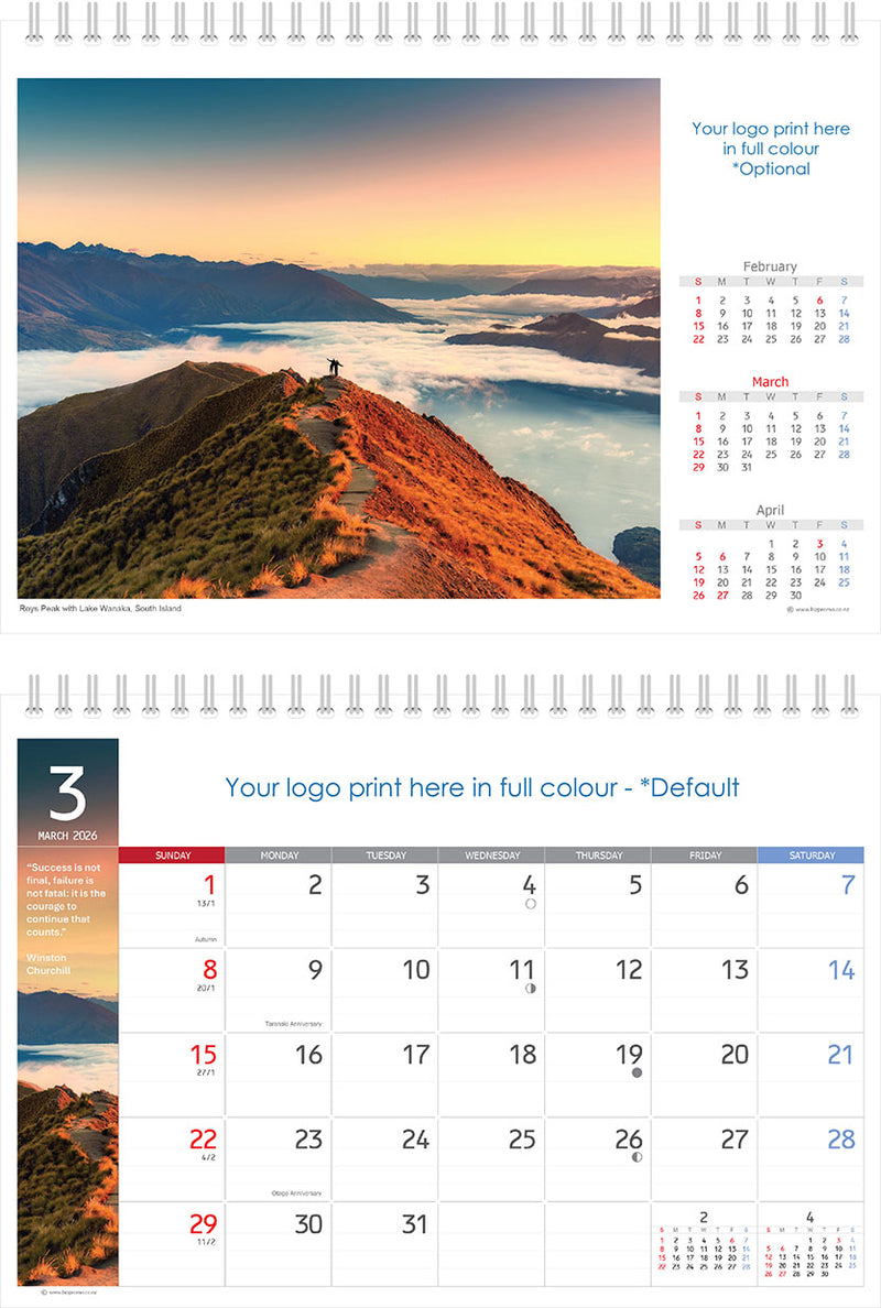 2026 Premium Desk Calendar - Stunning New Zealand