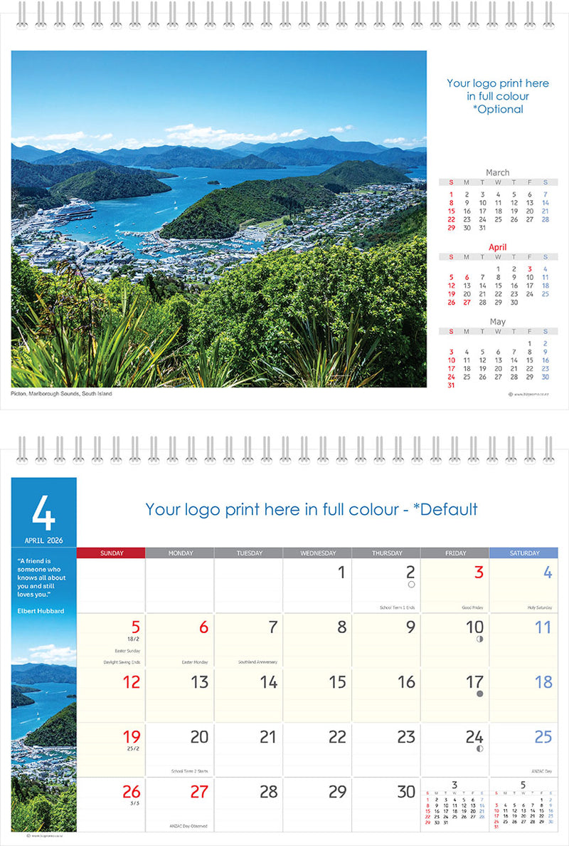 2026 Premium Desk Calendar - Stunning New Zealand