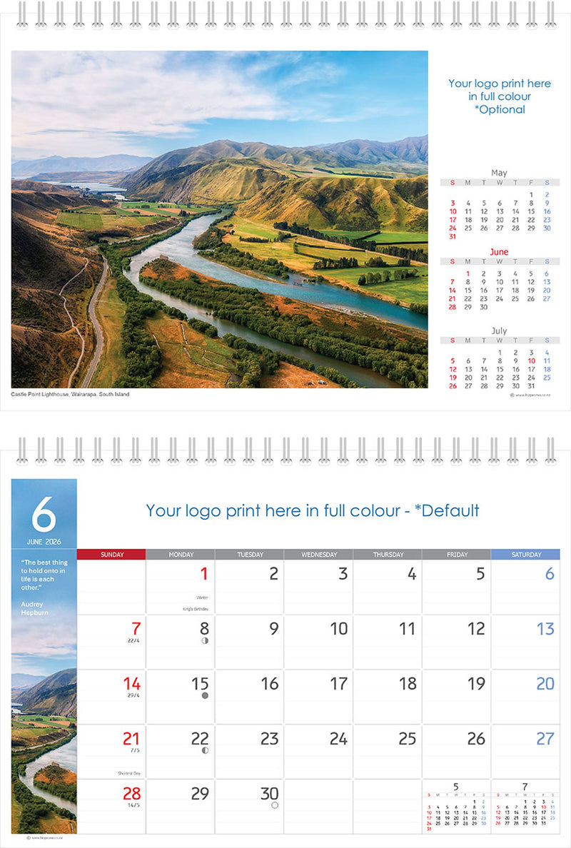 2026 Premium Desk Calendar - Stunning New Zealand