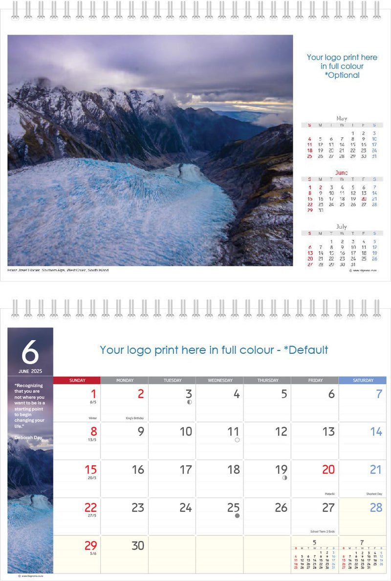2025 Premium Desk Calendar - Stunning New Zealand