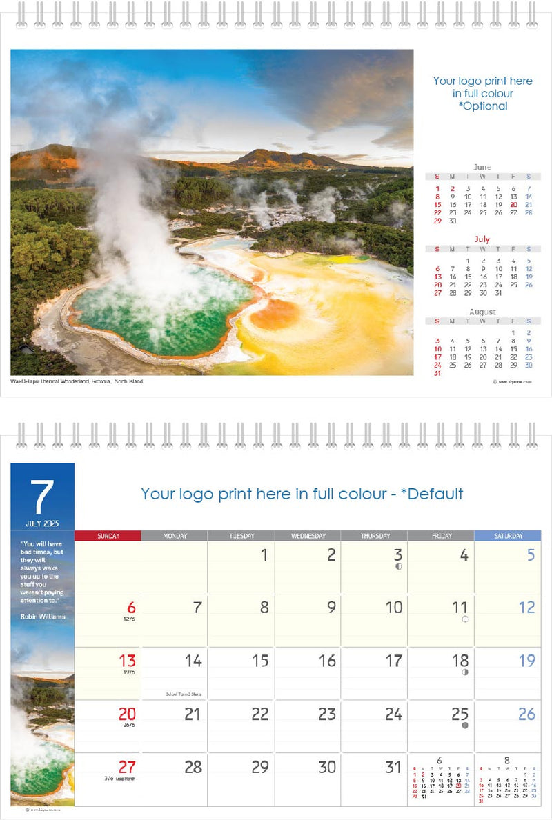2025 Premium Desk Calendar - Stunning New Zealand