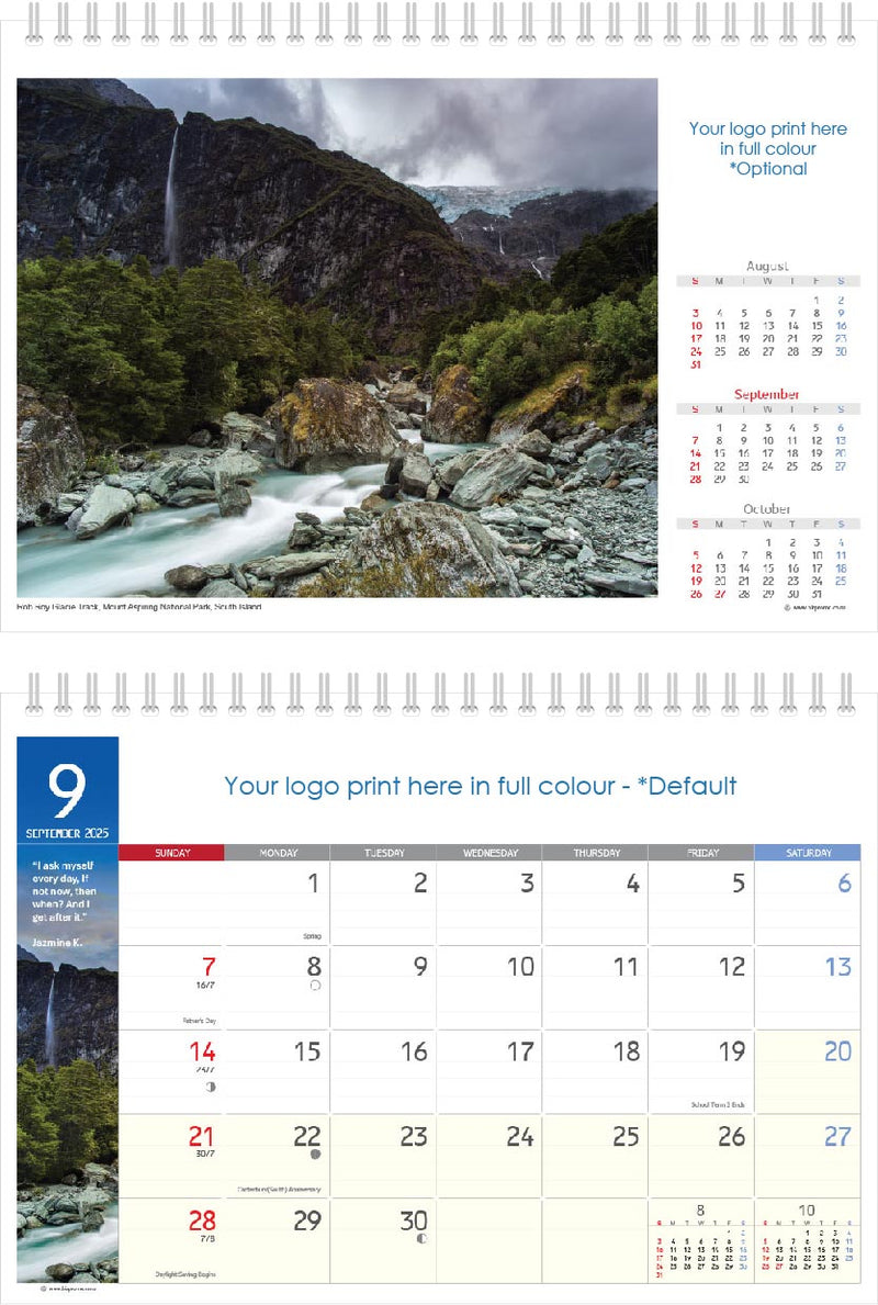 2025 Premium Desk Calendar - Stunning New Zealand