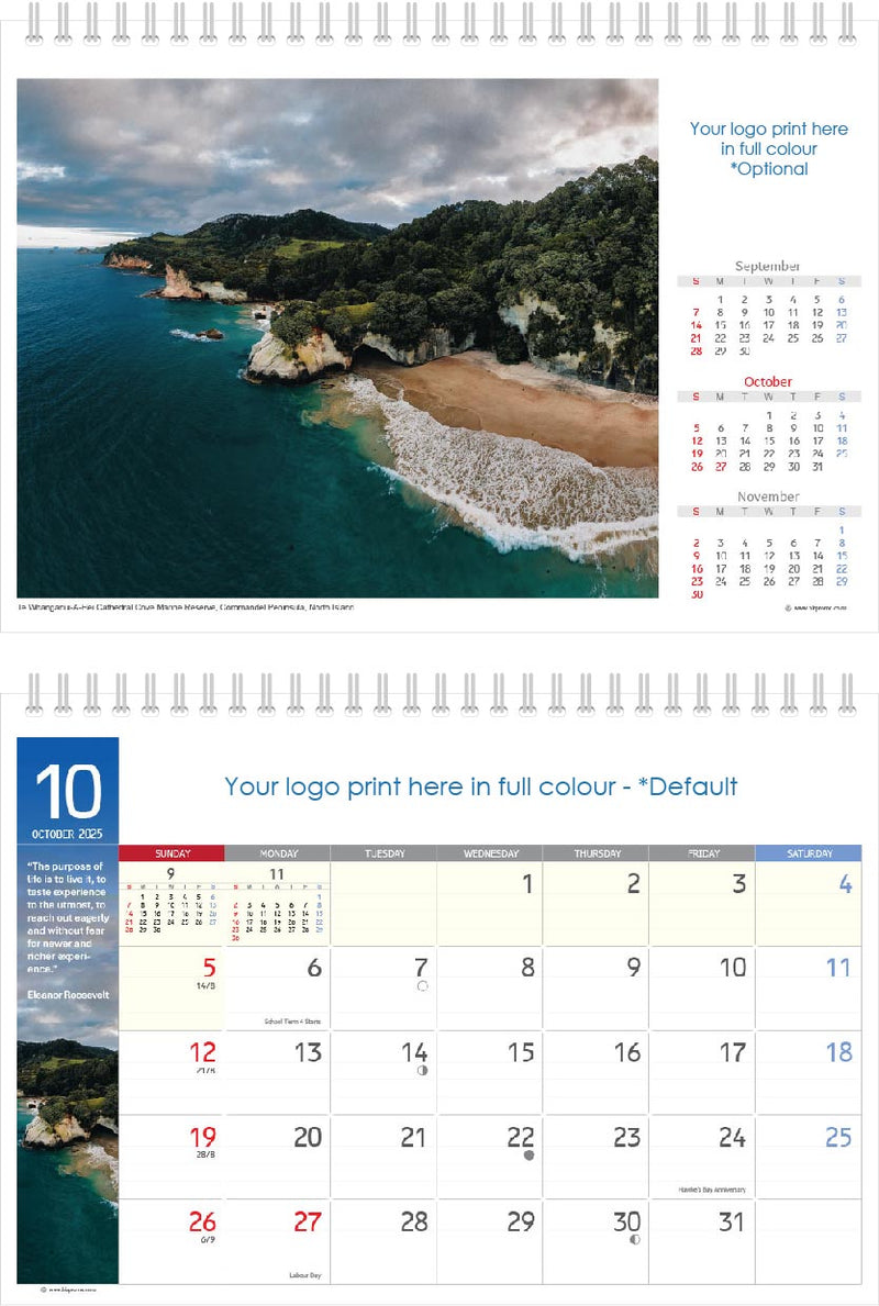 2025 Premium Desk Calendar - Stunning New Zealand