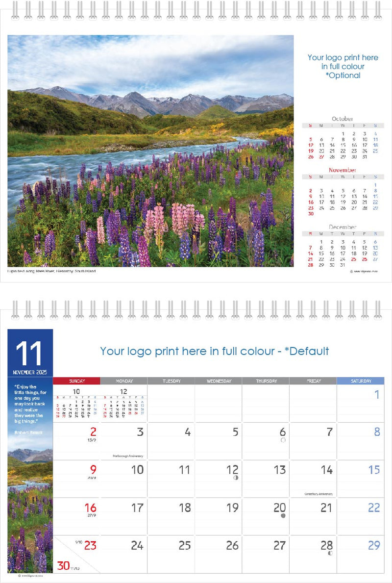2025 Premium Desk Calendar - Stunning New Zealand