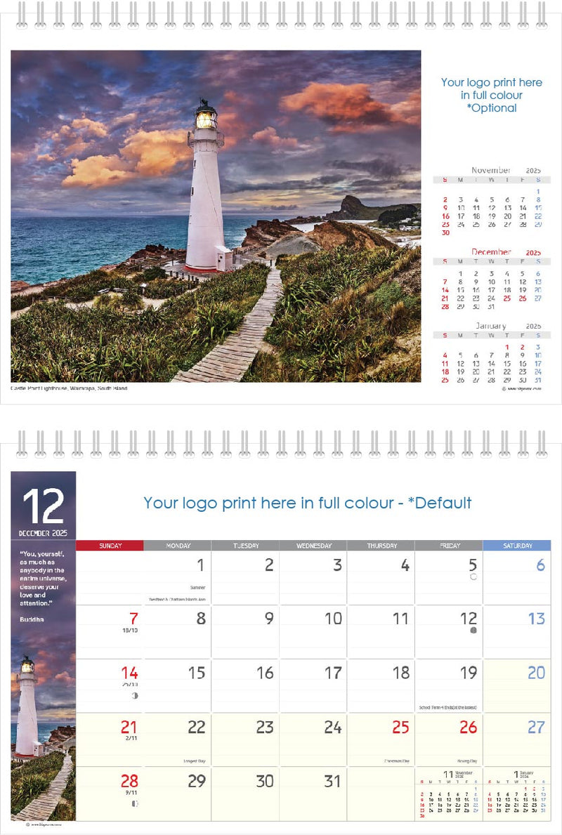 2025 Premium Desk Calendar - Stunning New Zealand