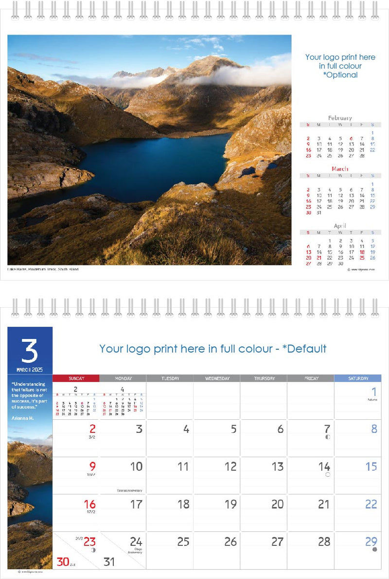 2025 Premium Desk Calendar - Stunning New Zealand