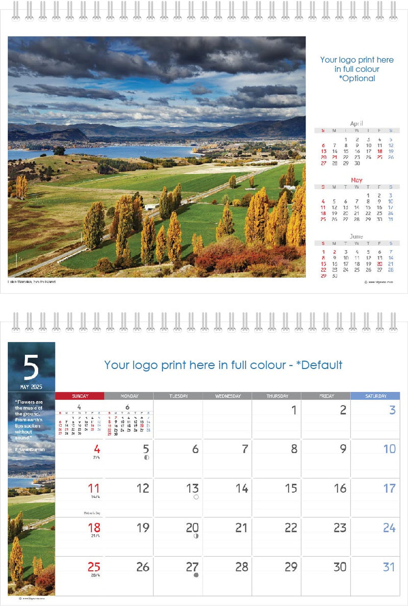 2025 Premium Desk Calendar - Stunning New Zealand