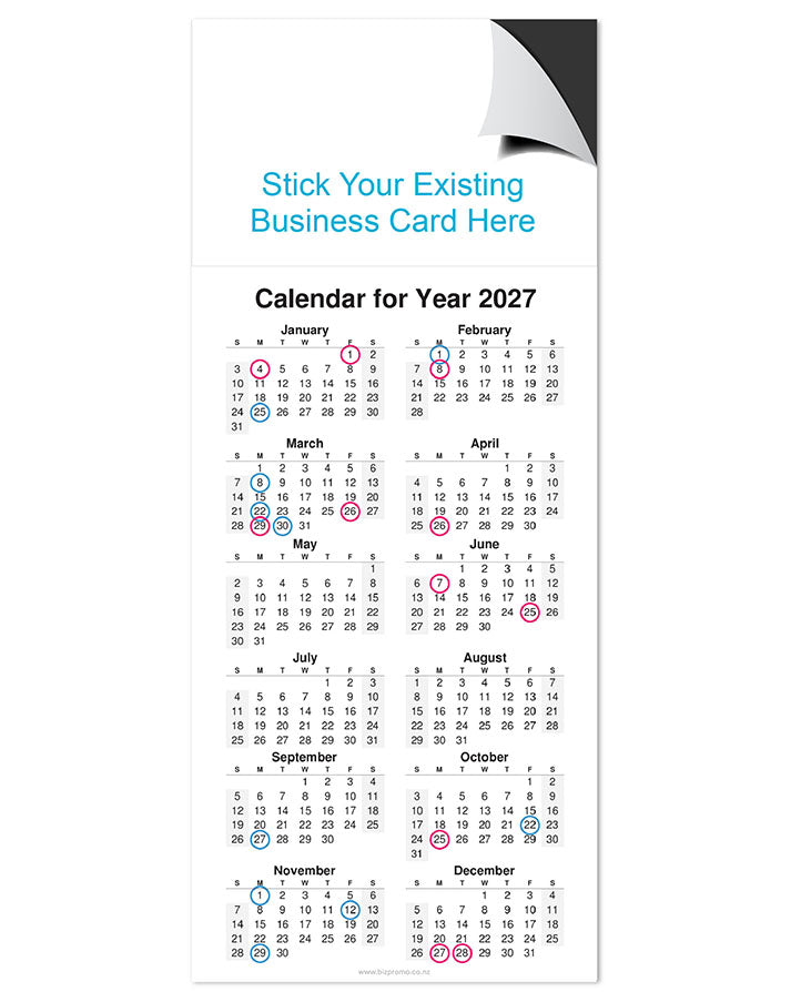 2026 Magnetic Calendar - New Zealand Landmarks (12 Months)