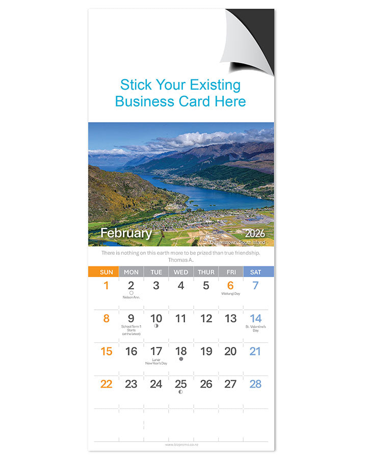 2026 Magnetic Calendar - New Zealand Landmarks (12 Months)