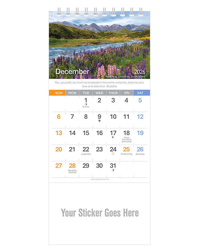 2026 DL Desk Calendar - Remarkable New Zealand (12 Months)