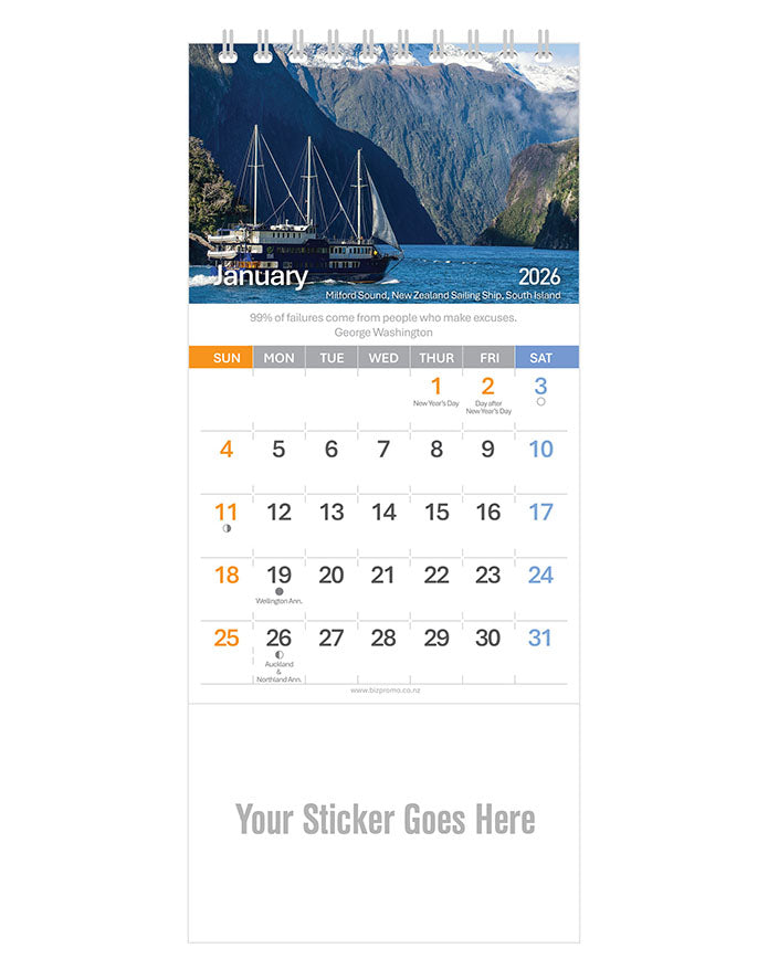 2026 DL Desk Calendar - Remarkable New Zealand (12 Months)