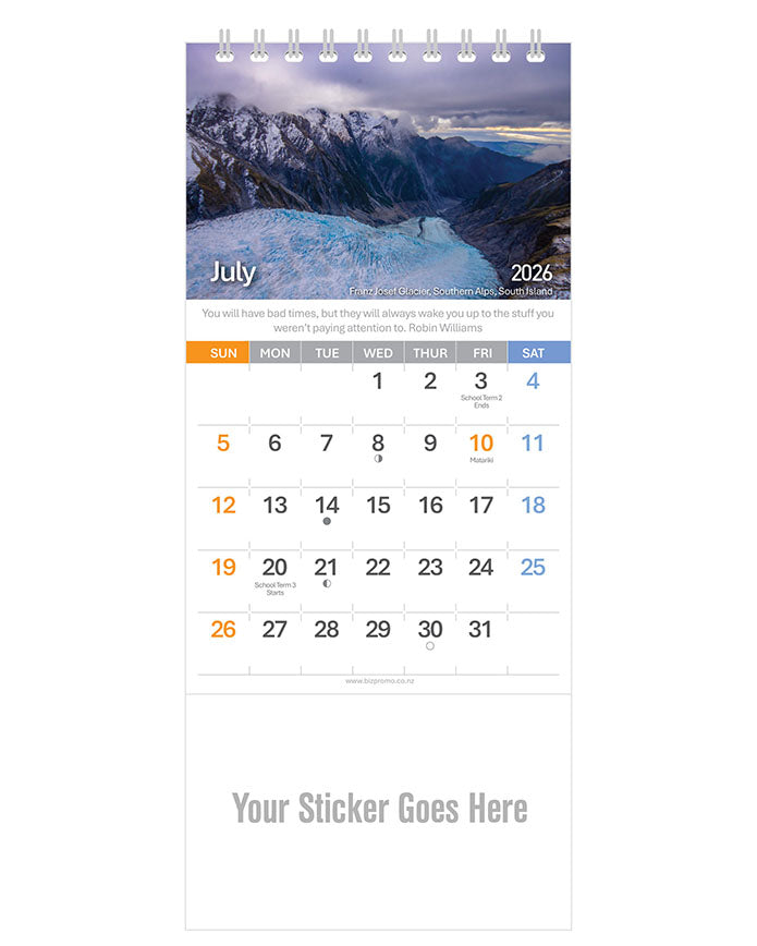 2026 DL Desk Calendar - Remarkable New Zealand (12 Months)