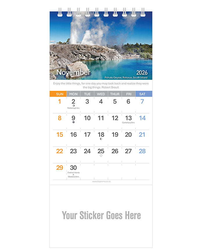 2026 DL Desk Calendar - Beautiful New Zealand (12 Months)
