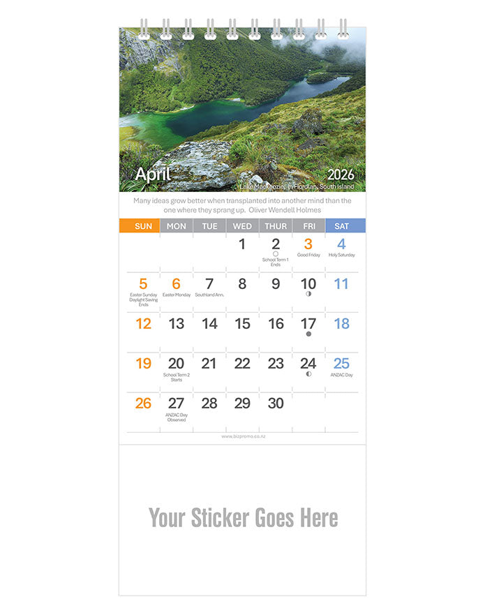 2026 DL Desk Calendar - Beautiful New Zealand (12 Months)