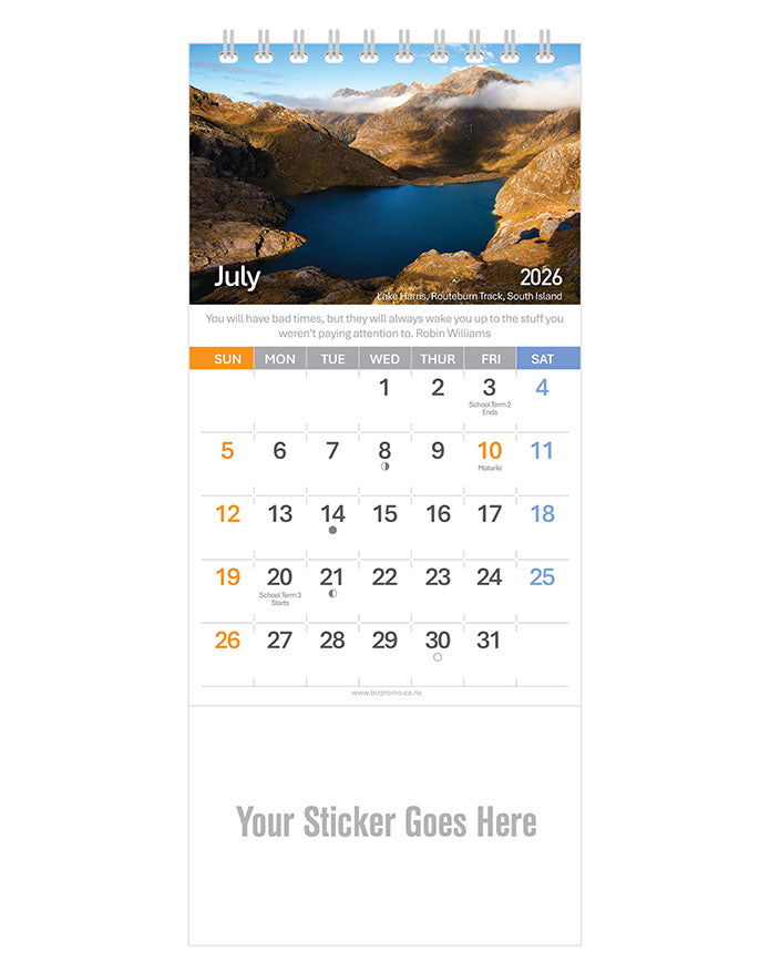 2026 DL Desk Calendar - Beautiful New Zealand (12 Months)