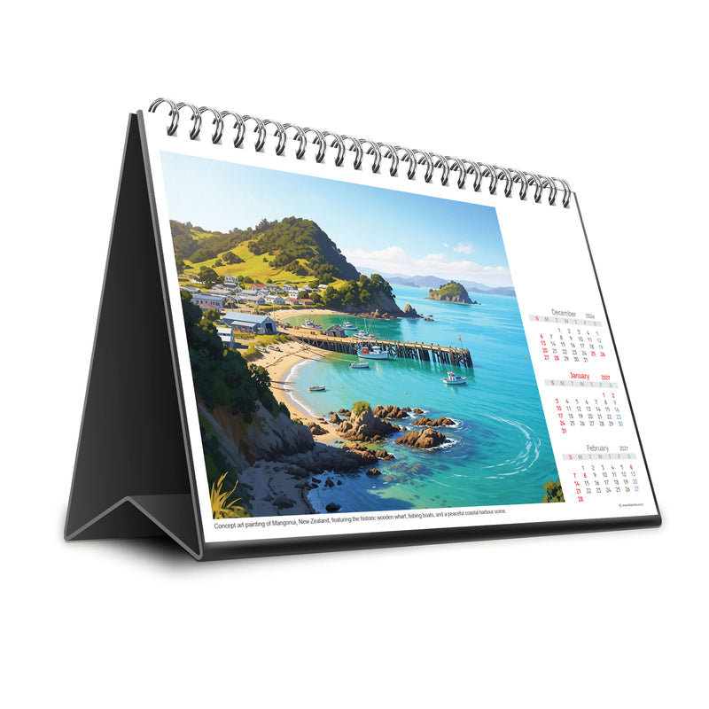 2027 Premium Desk Calendar - Stunning New Zealand Art Calendar