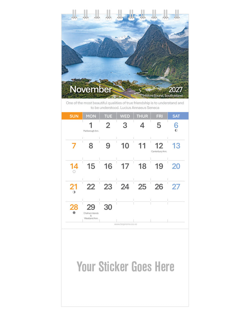 2027 DL Desk Calendar - Remarkable New Zealand (12 Months)