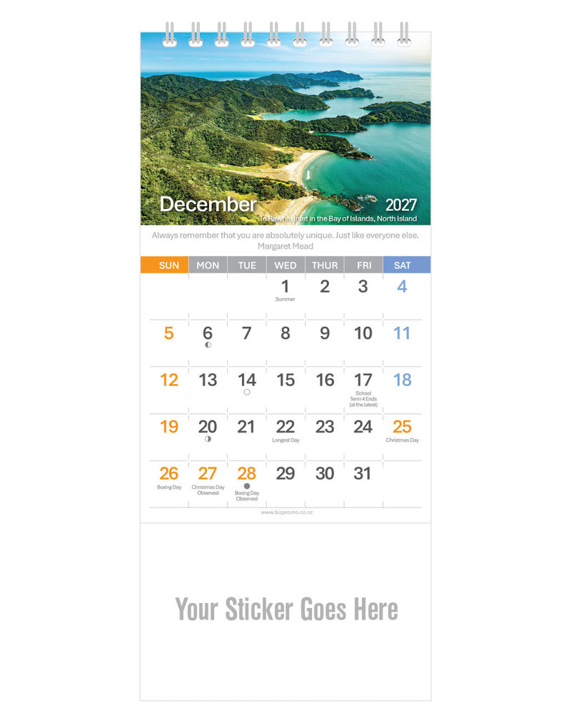 2027 DL Desk Calendar - Remarkable New Zealand (12 Months)