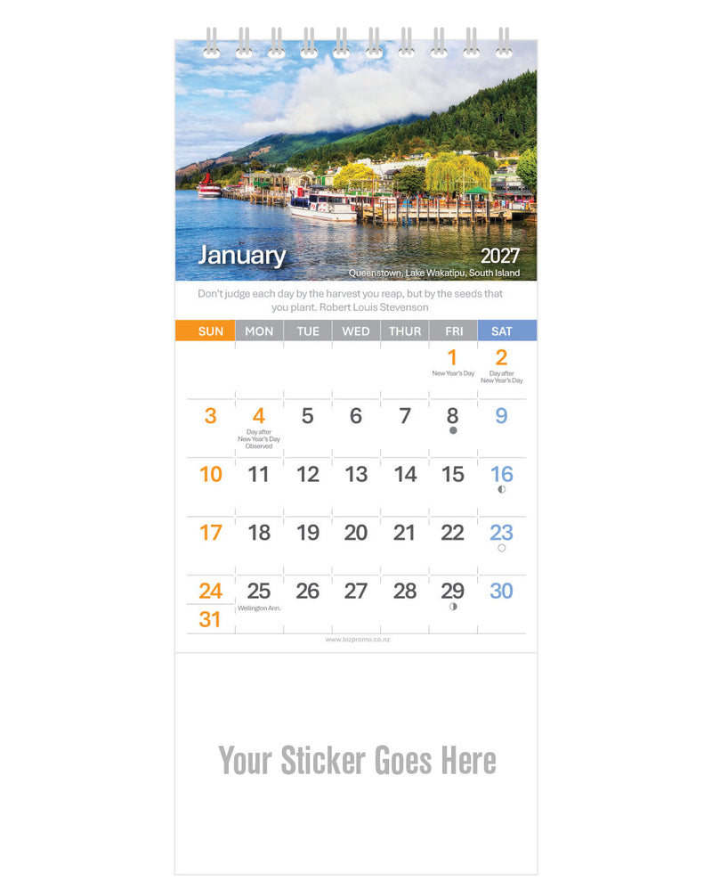 2027 DL Desk Calendar - Remarkable New Zealand (12 Months)