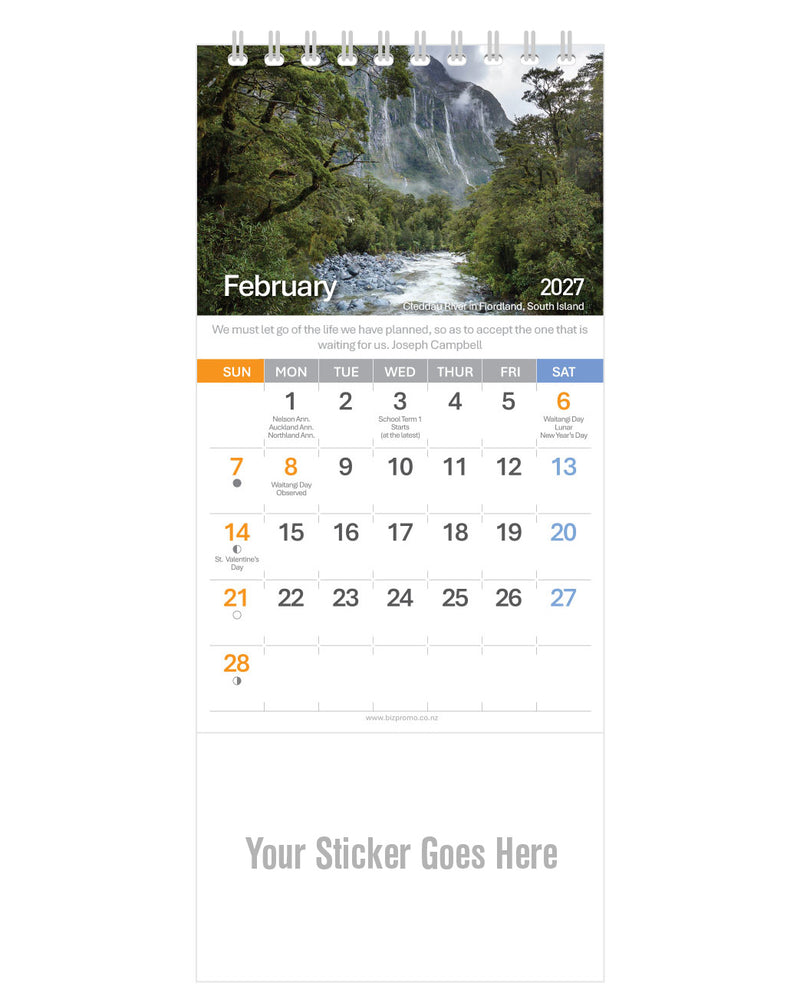 2027 DL Desk Calendar - Remarkable New Zealand (12 Months)