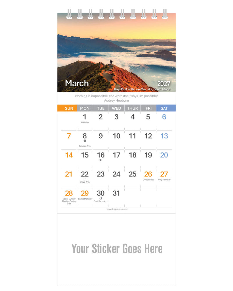 2027 DL Desk Calendar - Remarkable New Zealand (12 Months)