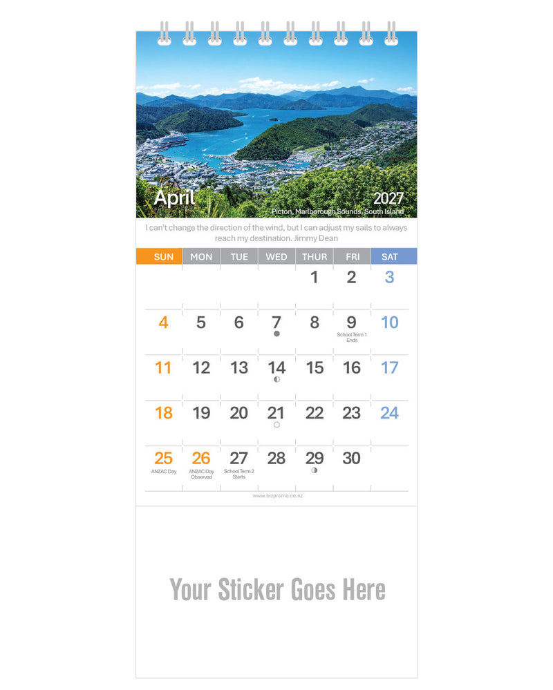 2027 DL Desk Calendar - Remarkable New Zealand (12 Months)