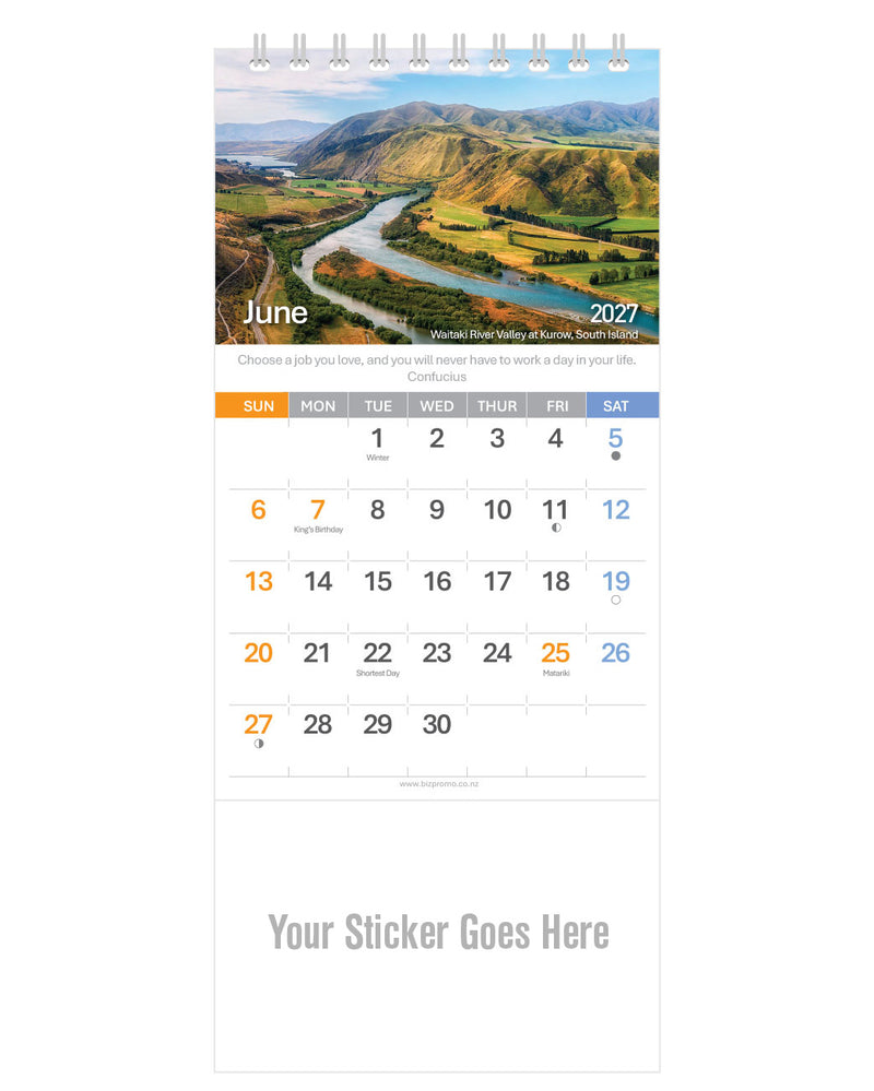 2027 DL Desk Calendar - Remarkable New Zealand (12 Months)