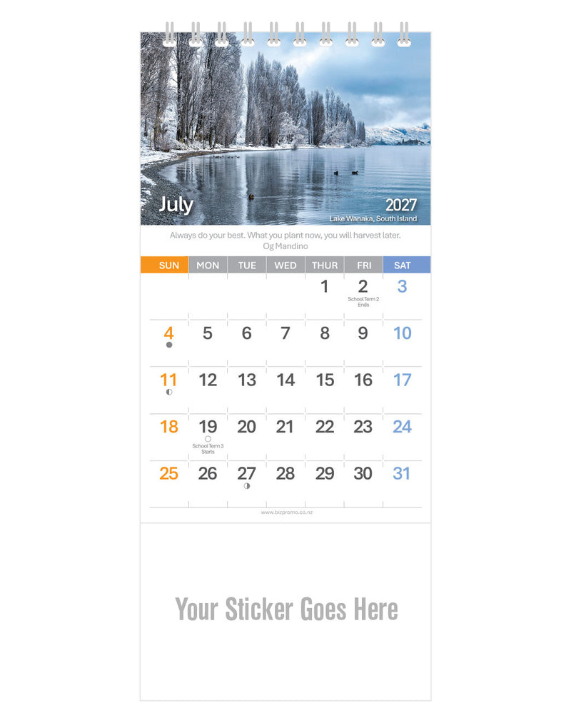 2027 DL Desk Calendar - Remarkable New Zealand (12 Months)