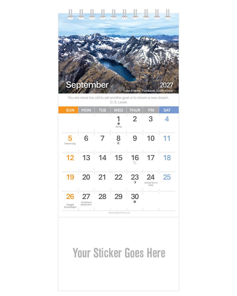 2027 DL Desk Calendar - Remarkable New Zealand (12 Months)