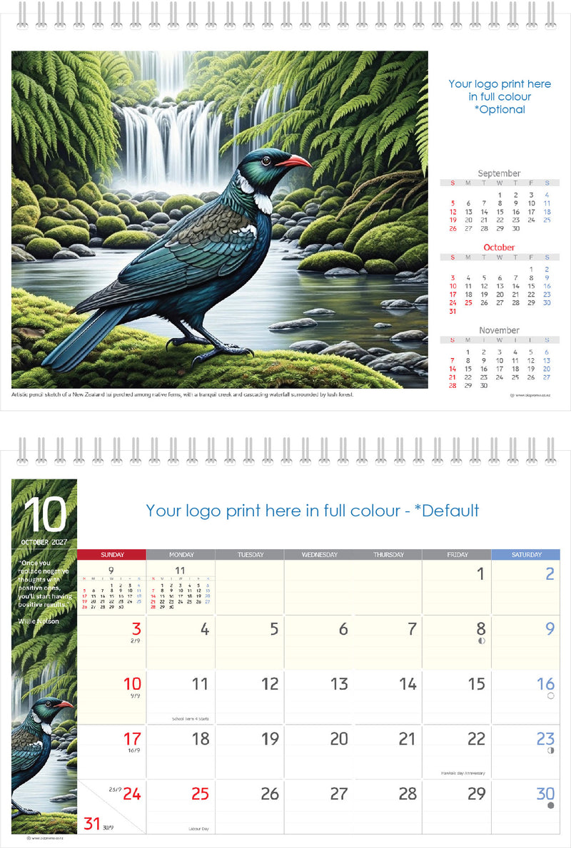 2027 Premium Desk Calendar - Stunning New Zealand Art Calendar