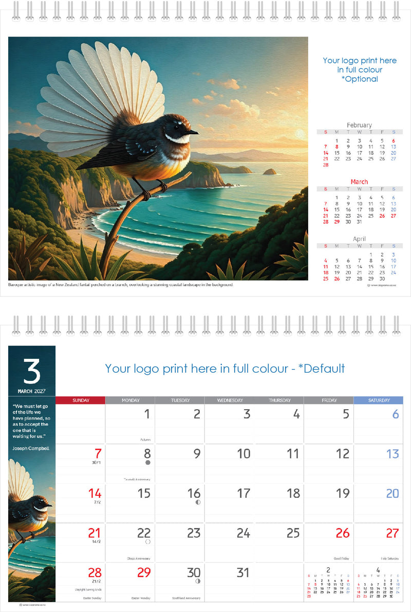 2027 Premium Desk Calendar - Stunning New Zealand Art Calendar
