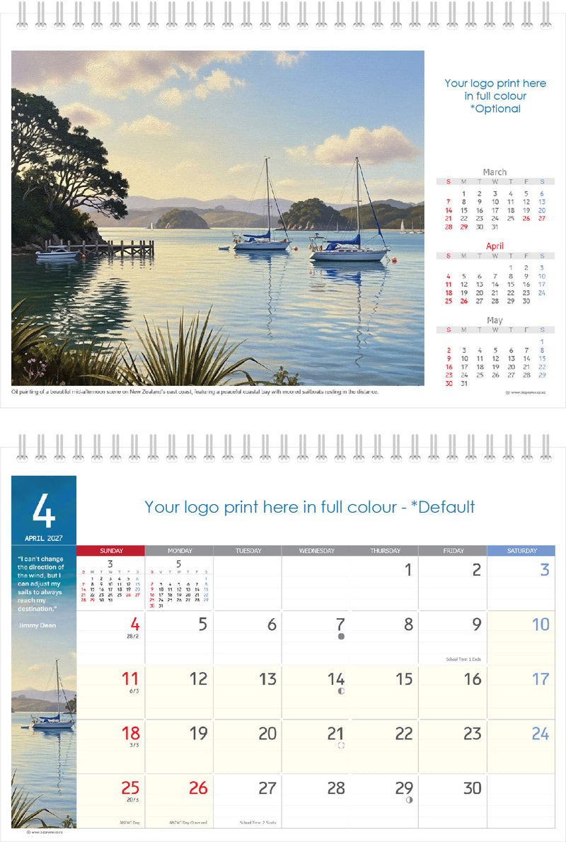 2027 Premium Desk Calendar - Stunning New Zealand Art Calendar