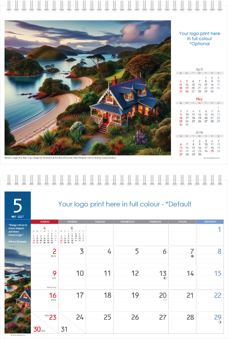 2027 Premium Desk Calendar - Stunning New Zealand Art Calendar