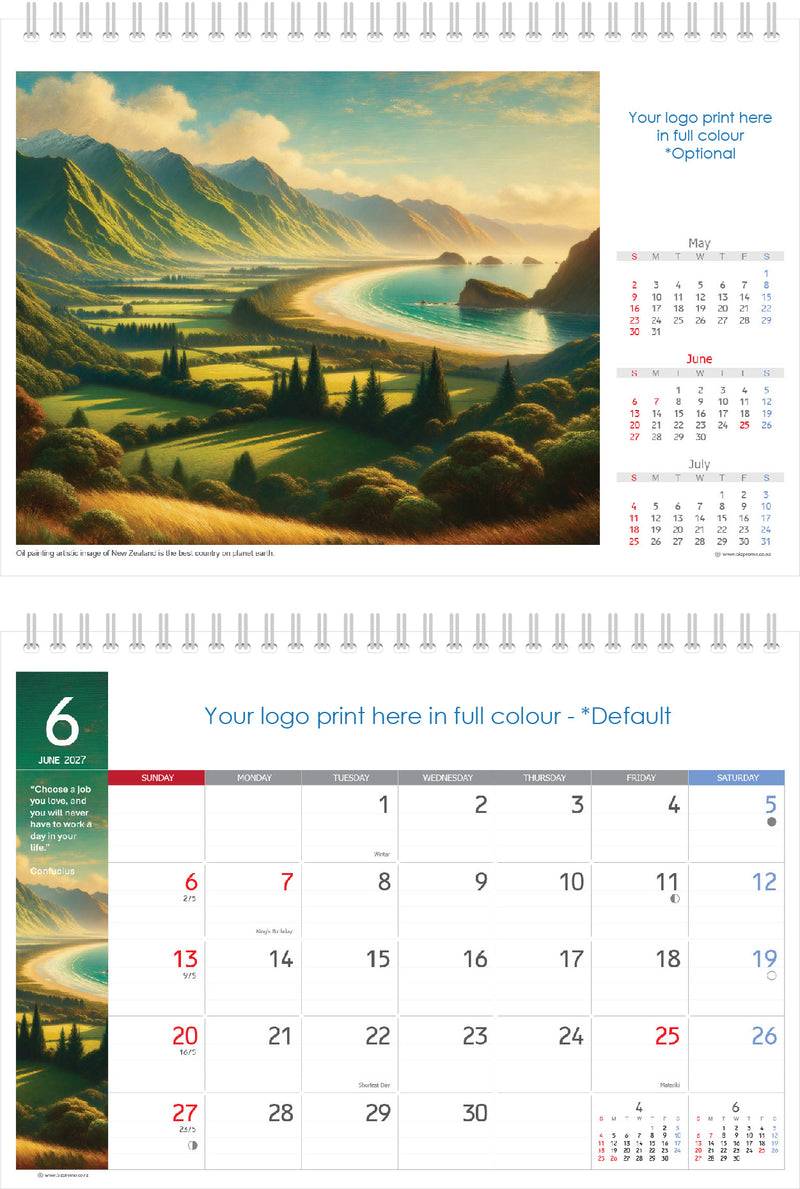 2027 Premium Desk Calendar - Stunning New Zealand Art Calendar