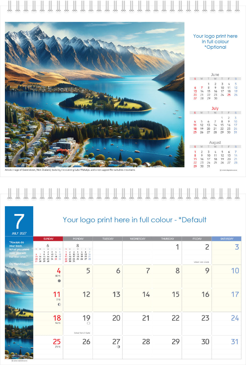 2027 Premium Desk Calendar - Stunning New Zealand Art Calendar