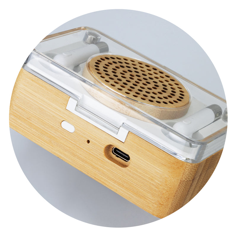 Bamboo Wireless Speaker and Earbud Set